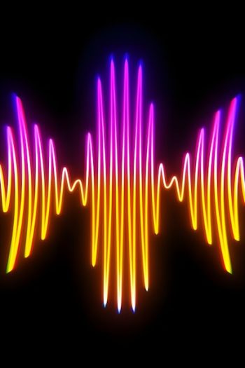 Colorful sound wave representation on a black background